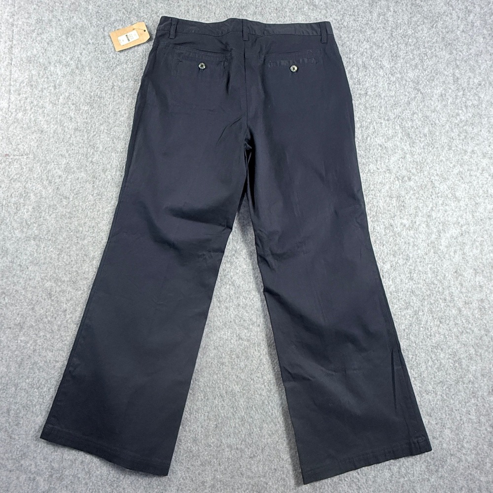 Talbots Chino Pants Womens 14 Navy Blue Wide Leg Stretch Cotton NWT - Picture 7 of 11